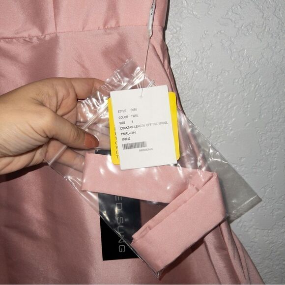 NWT Alfred Sung Twirl‎ Pink Off The Shoulder Cocktail Dress Size 8 - Picture 2 of 9